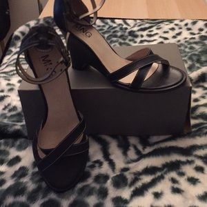 Mango black platform sandal heel 3 inch